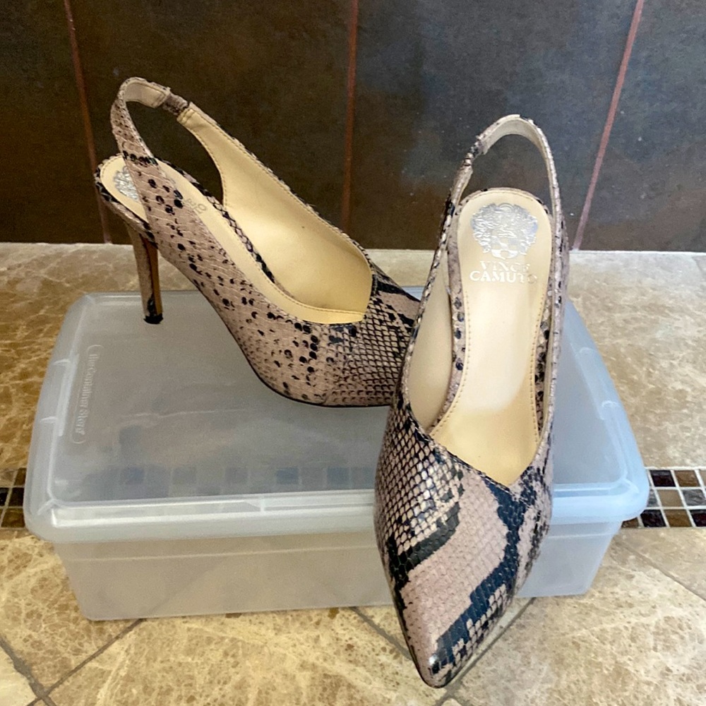 Snakeskin sling backs size 8.5